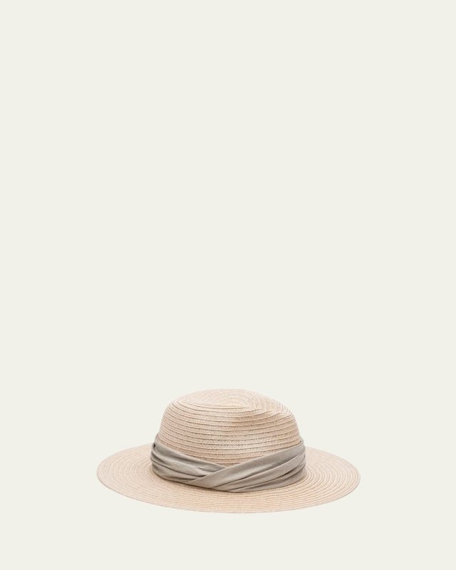 Courtney Woven Fedora Hat w/ Scarf Band